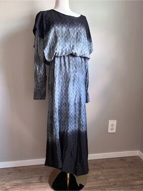 Women's Gradient Black patterned Maxi Dress dark academia modest made in Denmark
